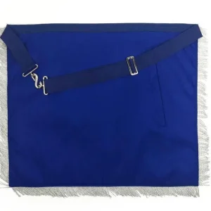 Past Master Blue Lodge Apron - Blue With Tabs & Silver Fringe
