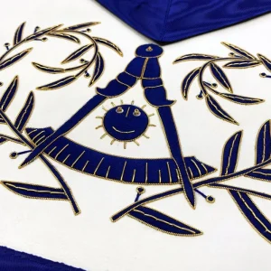 Past Master Blue Lodge Apron - Bullion Blue & Gold Hand Embroidery