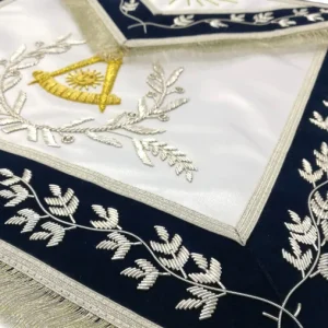 Past Master Blue Lodge Aprons - California Regulation Apron & Past Master Apron Blue Hand Embroidered Silver Bullion