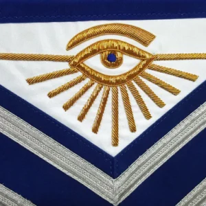 Past Master Blue Lodge Apron - Gold Hand Embroidered with Silver Fringe