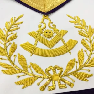 Past Master Blue Lodge Apron - Gold & Purple Hand Embroidery 7 Past Master Blue Lodge Apron - Gold & Purple Hand Embroidery