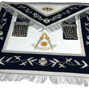 Past Master Blue Lodge Apron - Gold & Silver Bullion Hand Embroidery