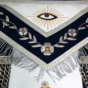 Past Master Blue Lodge Apron - Gold & Silver Bullion Hand Embroidery 7 Past Master Blue Lodge Apron - Gold & Silver Bullion Hand Embroidery