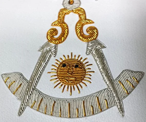 Past Master Blue Lodge Apron - Gold & Silver Bullion Hand Embroidery 3 Past Master Blue Lodge Apron - Gold & Silver Bullion Hand Embroidery