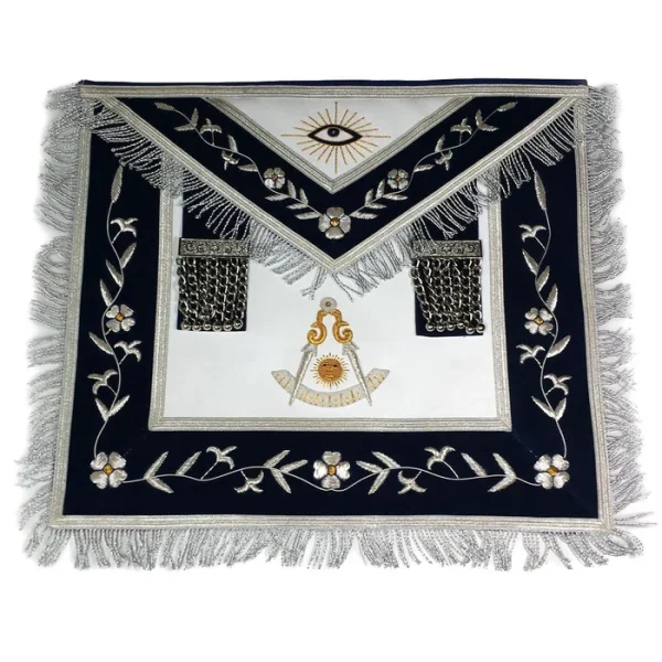 Past Master Blue Lodge Apron - Gold & Silver Bullion Hand Embroidery Past Master Blue Lodge Apron - Gold & Silver Bullion Hand Embroidery