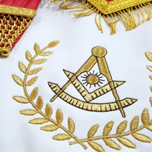 Past Master Blue Lodge Apron - Red Gold Machine Embroidery