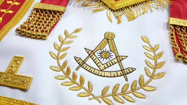 Past Master Blue Lodge Apron - Red Gold Machine Embroidery 1 Past Master Blue Lodge Apron - Red Gold Machine Embroidery