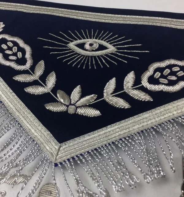 Past Master Blue Lodge Apron - Royal Navy Velvet Hand Embroidery