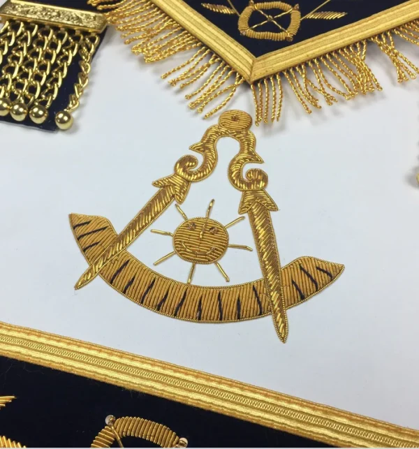 past master blue lodge apron royal navy with gold fringe 2