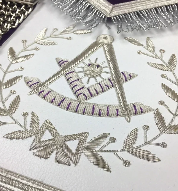 Past Master Blue Lodge Apron - Royal Purple Velvet Hand Embroidery