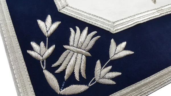 Past Master Blue Lodge Apron - Silver Bullion Hand Embroidered 1 Past Master Blue Lodge Apron - Silver Bullion Hand Embroidered