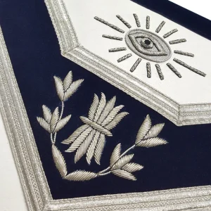 Past Master Blue Lodge Apron - Silver Bullion Hand Embroidered 7 Past Master Blue Lodge Apron - Silver Bullion Hand Embroidered