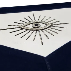 Past Master Blue Lodge Apron - Silver Bullion Hand Embroidery with Fringe 8 Past Master Blue Lodge Apron - Silver Bullion Hand Embroidery with Fringe