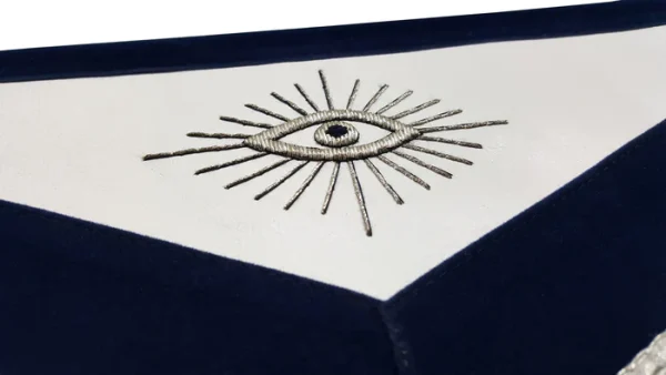 Past Master Blue Lodge Apron - Silver Bullion Hand Embroidery with Fringe 3 Past Master Blue Lodge Apron - Silver Bullion Hand Embroidery with Fringe