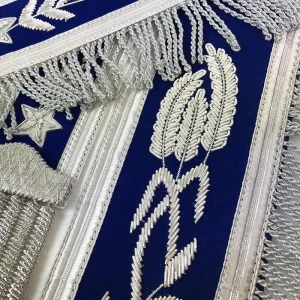 Past Master Blue Lodge Apron - White & Blue Hand Embroidery