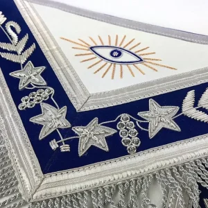 Past Master Blue Lodge Apron - White & Blue Hand Embroidery