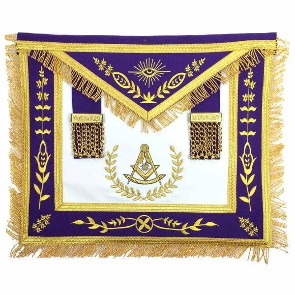 Past Master Apron White Purple Gold Fringe 1 Past Master Apron White Purple Gold Fringe