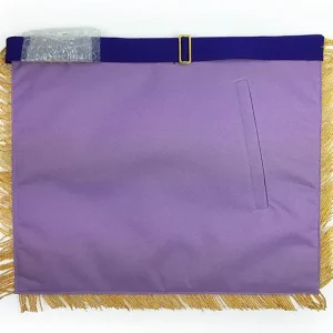 Past Master Blue Lodge Apron - White & Purple with Gold Machine Embroidery