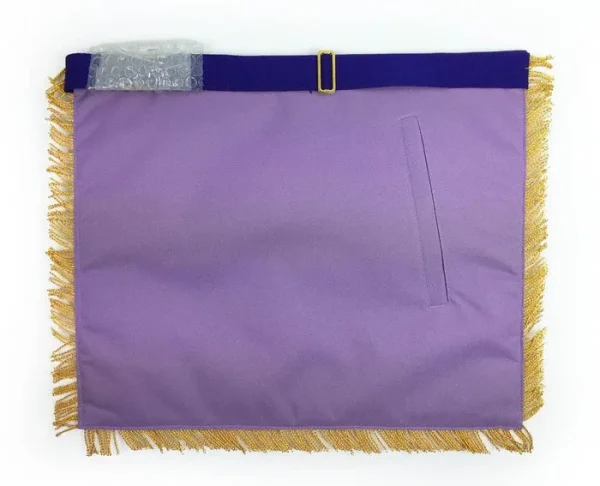 Past Master Blue Lodge Apron - White & Purple with Gold Machine Embroidery