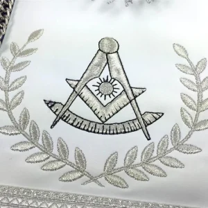 Past Master Blue Lodge Apron - White & Purple with Silver Embroidery