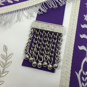 Past Master Blue Lodge Apron - White & Purple with Silver Embroidery