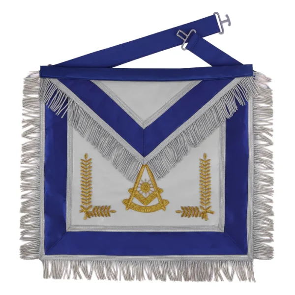 Past Master Blue Lodge California Regulation Apron - Gold Bullion with Silver Braid Fringe Past Master Blue Lodge California Regulation Apron - Gold Bullion with Silver Braid Fringe