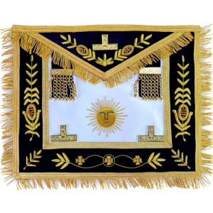 Past Master Blue Lodge Aprons - California Regulation Apron & Sun Apron Bullion Hand Embroidered Vinework