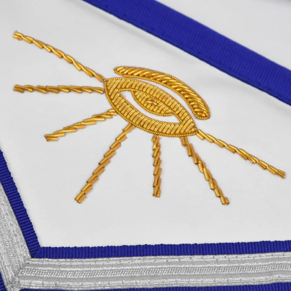 Past Master Blue Lodge California Regulation Apron - Hand Embroidery Gold Bullion with Silver Braid Fringe 3 Past Master Blue Lodge California Regulation Apron - Hand Embroidery Gold Bullion with Silver Braid Fringe
