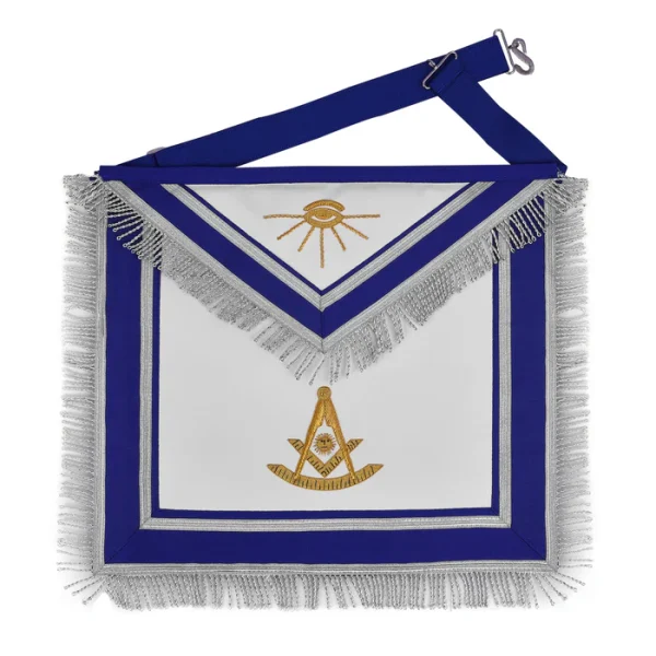 Past Master Blue Lodge California Regulation Apron - Hand Embroidery Gold Bullion with Silver Braid Fringe Past Master Blue Lodge California Regulation Apron - Hand Embroidery Gold Bullion with Silver Braid Fringe