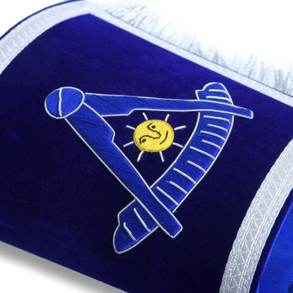 Past Master Blue Lodge California Regulation Cuff - Blue Hand Embroidery with Fringe 2 Past Master Blue Lodge California Regulation Cuff - Blue Hand Embroidery with Fringe Patch