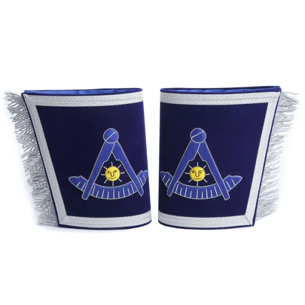 Past Master Blue Lodge California Regulation Cuff - Blue Hand Embroidery with Fringe Past Master Blue Lodge California Regulation Cuff - Blue Hand Embroidery with Fringe