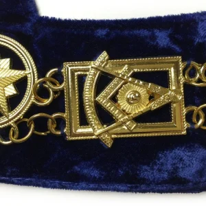 Past Master Blue Lodge Chain Collar - Gold Plated on Blue Velvet