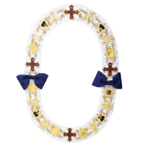 Home 79 Red Cross of Constantine Chain Collar - White Ribbon Backing