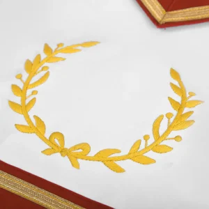 Royal Arch Chapter Apron - Red Velvet with Gold Embroidered Emblem & Braid