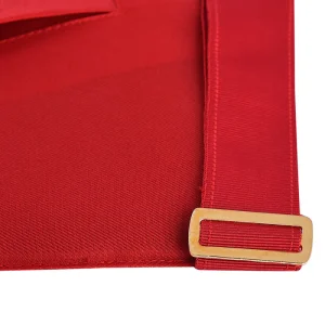 Royal Arch Chapter Apron - Red Velvet with Gold Embroidered Emblem & Braid