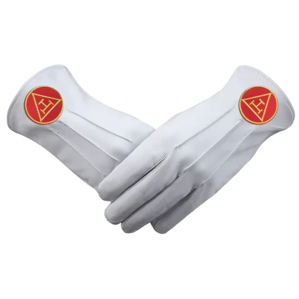 Royal Arch Chapter Gloves - Leather with Gold & Red Patch Royal Arch Chapter Gloves - Leather with Gold & Red Patch