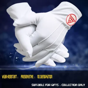Royal Arch Chapter Gloves - Red Triple Tau Front and Back