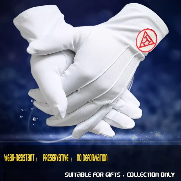 Royal Arch Chapter Gloves - Red Triple Tau 1 Royal Arch Chapter Gloves - Red Triple Tau Front and Back