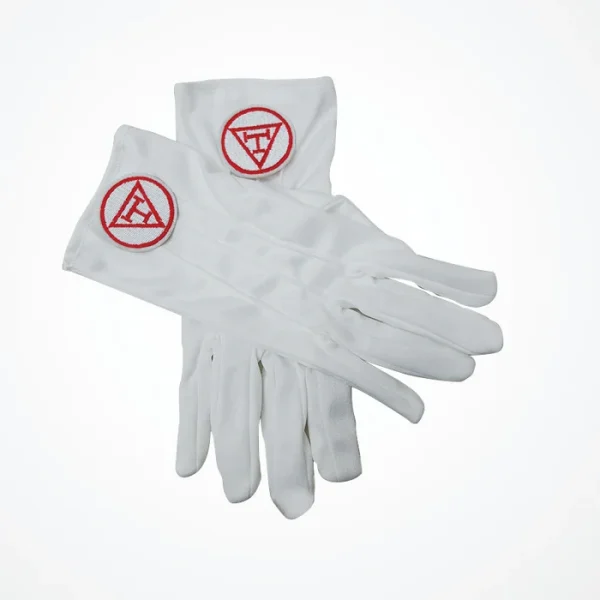 Royal Arch Chapter Gloves - Red Triple Tau 2 Royal Arch Chapter Gloves - Red Triple Tau Front and Back