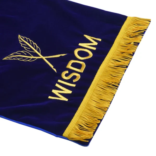 Secretary Blue Lodge Officers Pedestal Covers - Dark Blue With Gold Bullion & Fringe
