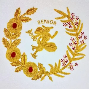 Senior Deacon Mark English Regulation Apron - Blue & Pink with Gold Hermes Emblem