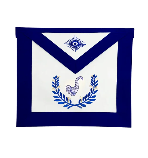 Senior Steward Blue Lodge Officer Apron - Royal Blue Wreath Embroidery Senior Steward Blue Lodge Officer Apron - Royal Blue Wreath Embroidery