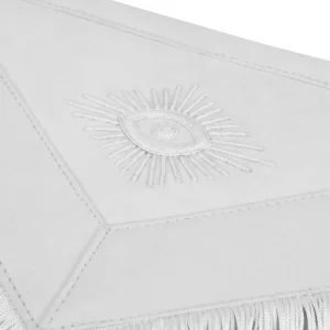 Senior Warden Blue Lodge Apron - Hand Embroidery with White Fringe & Side Tabs