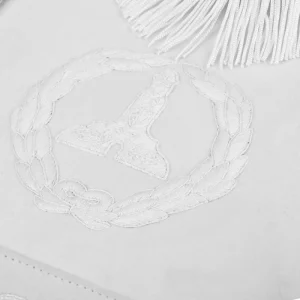 Senior Warden Blue Lodge Apron - Hand Embroidery with White Fringe & Side Tabs
