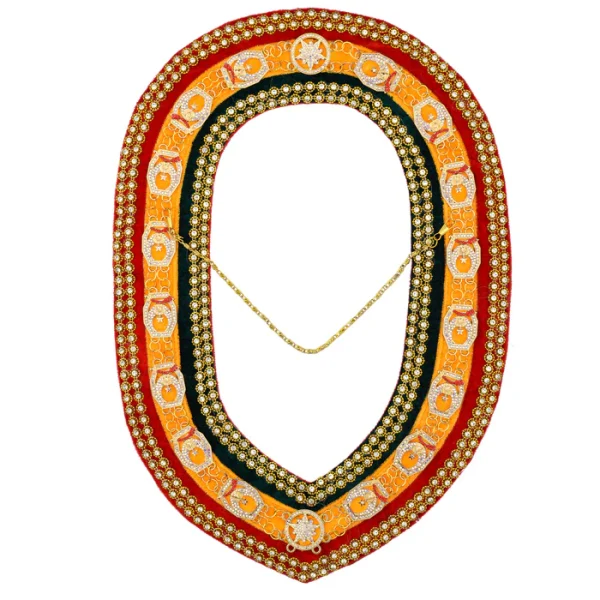 Shriners Chain Collar - Tricolor Backing with Gold Rhinestones Shriners Chain Collar - Tricolor Backing with Gold Rhinestones