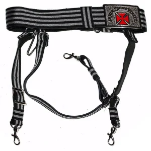 Home 94 Sir Knight Knights Templar Regalia Belt - Black & Silver with Formée Pattée Cross