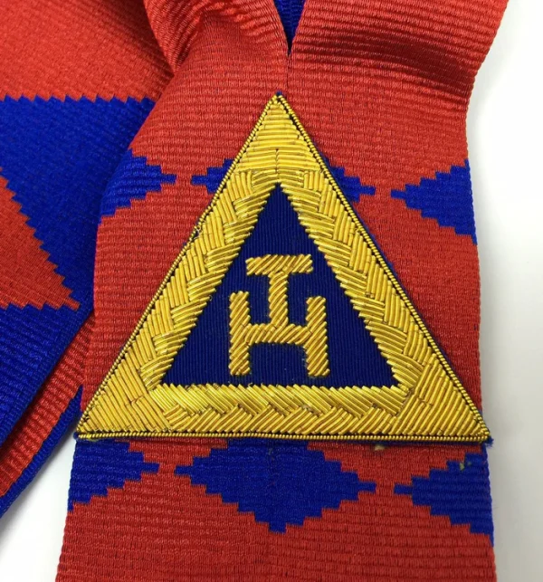 Supreme Grand English Royal Arch Sash - Gold Bullion Hand Embroidered Triple Tau 1 Supreme Grand English Royal Arch Sash - Gold Bullion Hand Embroidered Triple Tau