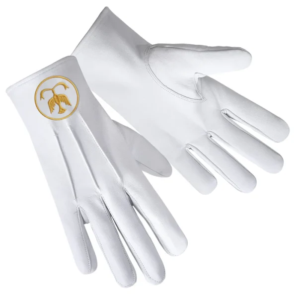 The Order Of The Golden Circle Pha Gloves - White Leather With Gold Emblem 1 The Order Of The Golden Circle Pha Gloves - White Leather With Gold Emblem