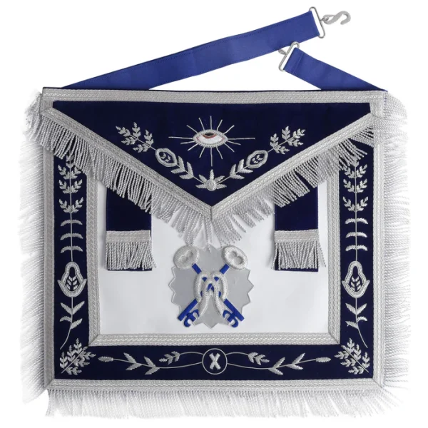 Treasurer Apron - Navy Blue with Fringe & Side Tabs Treasurer Apron - Navy Blue with Fringe & Side Tabs