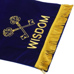 Treasurer Blue Lodge Officers Pedestal Covers - Dark Blue With Gold Bullion & Fringe